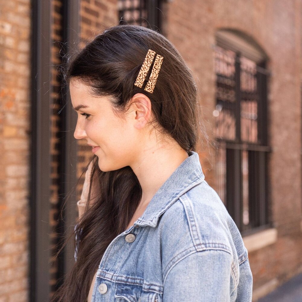 π 2/$20 Brown Dot Hair Clips - Set of 2 - Picture 3 of 11